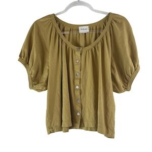 Wrap London Button Front Blouse US 10 Mustard Yellow Organic Cotton Hemp Cottage